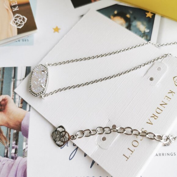 New Kendra Scott Elisa Drusy Necklace Silver - Picture 2 of 4